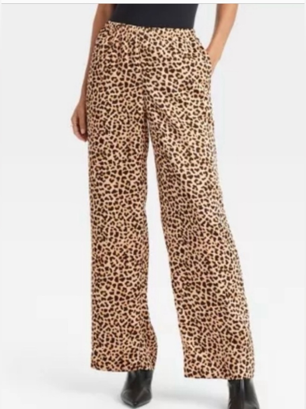 a new day Leopard Print Wide-Leg Pants - Tan & Black